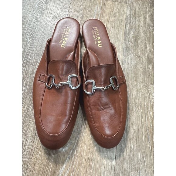 Italeau 41 Sz 10.5 Brown Cafe Soft Leather Lisa Flexlite Mules Loafer Slides NEW - Picture 6 of 15